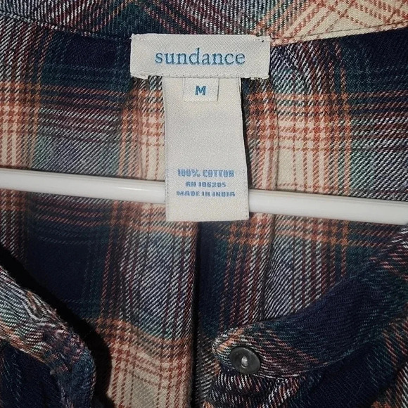 Sundance Dreamers Plaid Henley Top Medium flannel shirt - Picture 2 of 4